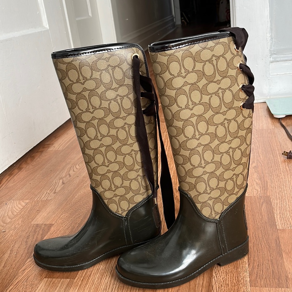 Authentic Coach Rain/Snow Boots w/ Lace up back - Picture 1 of 5